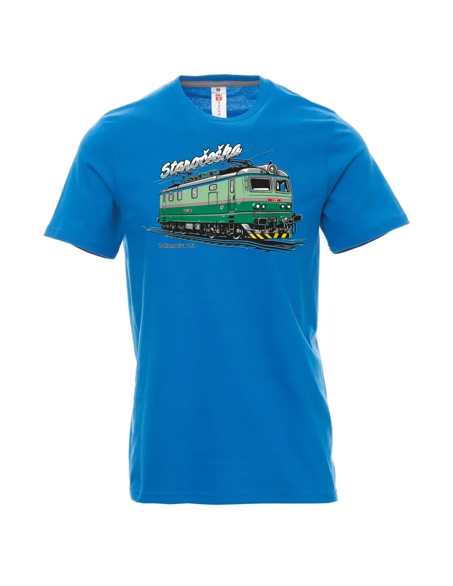 Light blue men´s T-shirt Locomotive 122 “Staročeška”