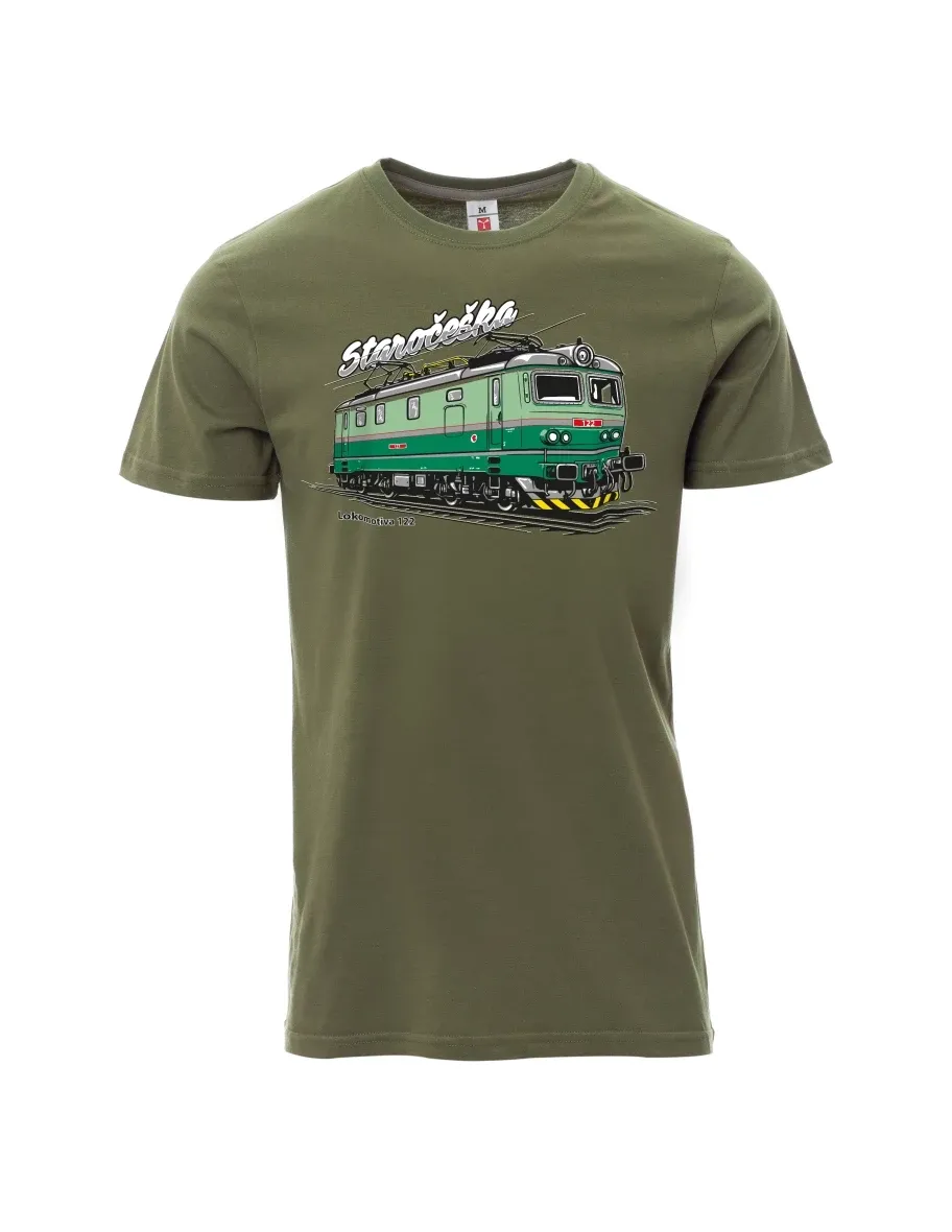 Khaki men´s T-shirt Locomotive 122 “Staročeška”