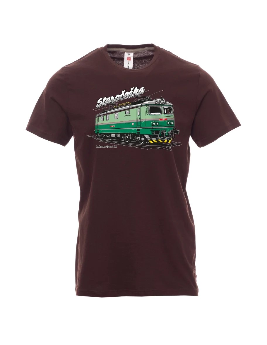 Dark brown men´s T-shirt Locomotive 122 “Staročeška”
