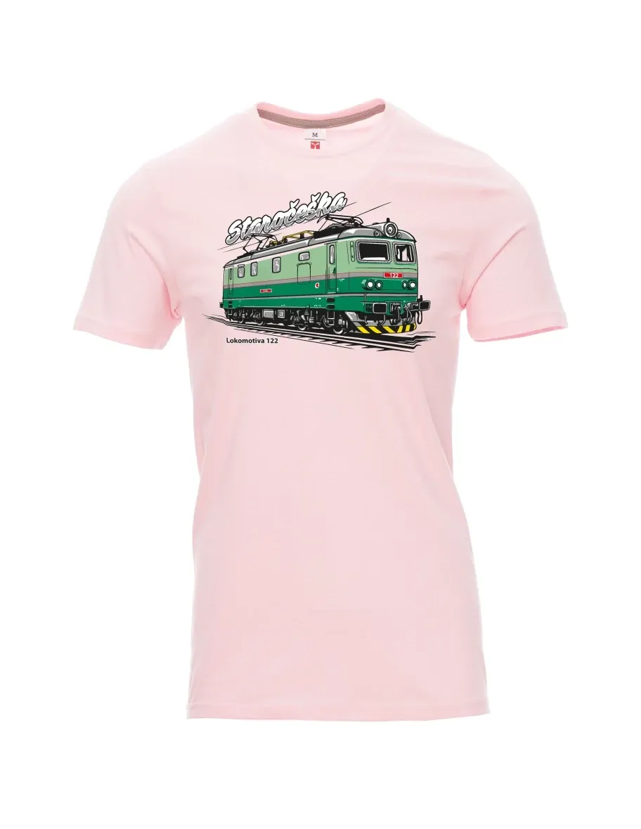 Light pink men´s T-shirt Locomotive 122 “Staročeška”