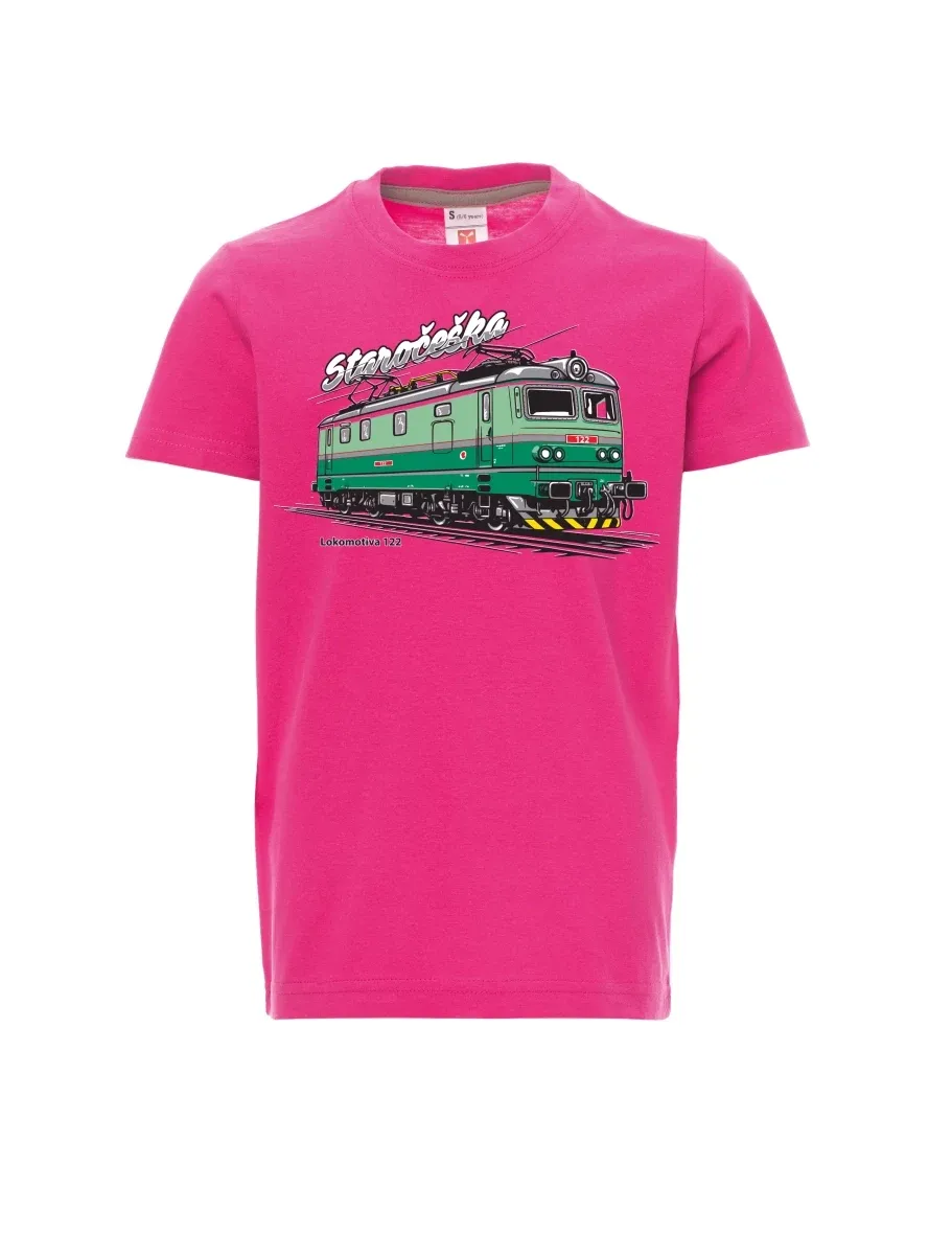 Pink children´s T-shirt Locomotive 122 “Staročeška”