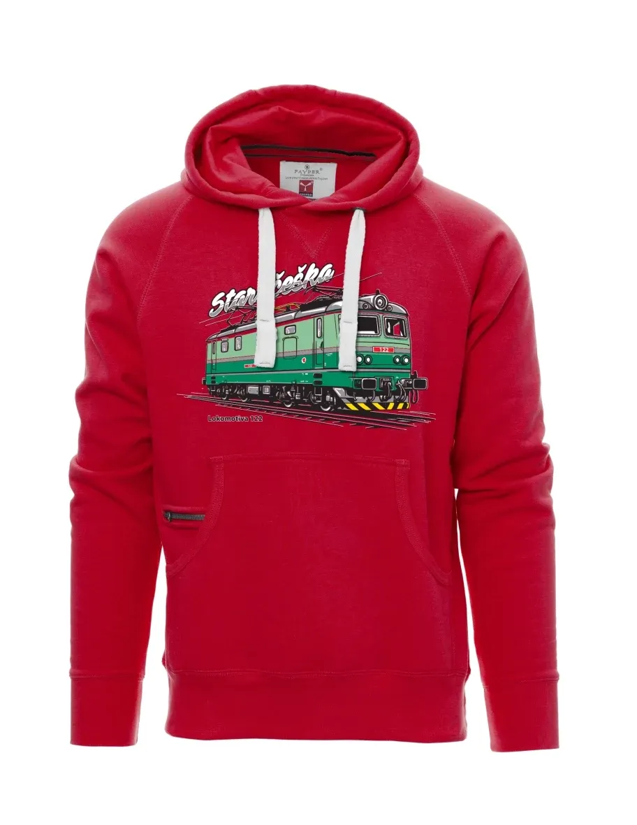 Red men´s sweatshirt Locomotive 122 “Staročeška”