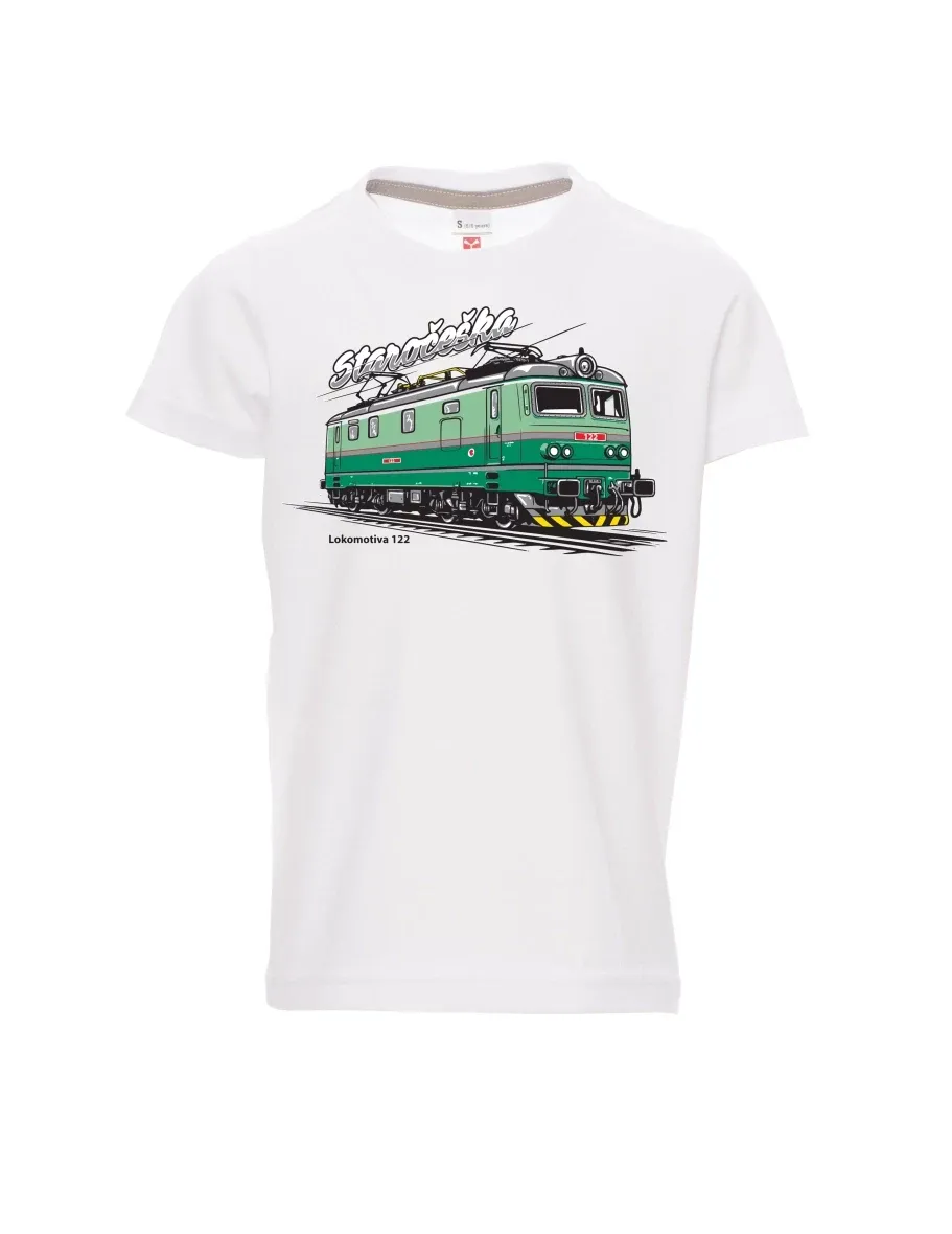 White children´s T-shirt Locomotive 122 “Staročeška”