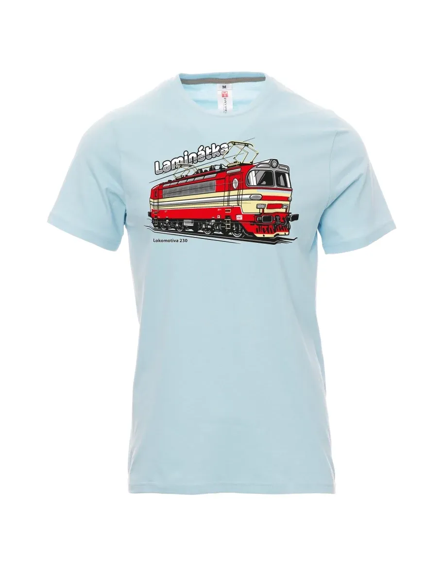 Pale blue men´s T-shirt Locomotive 230 “Laminátka”