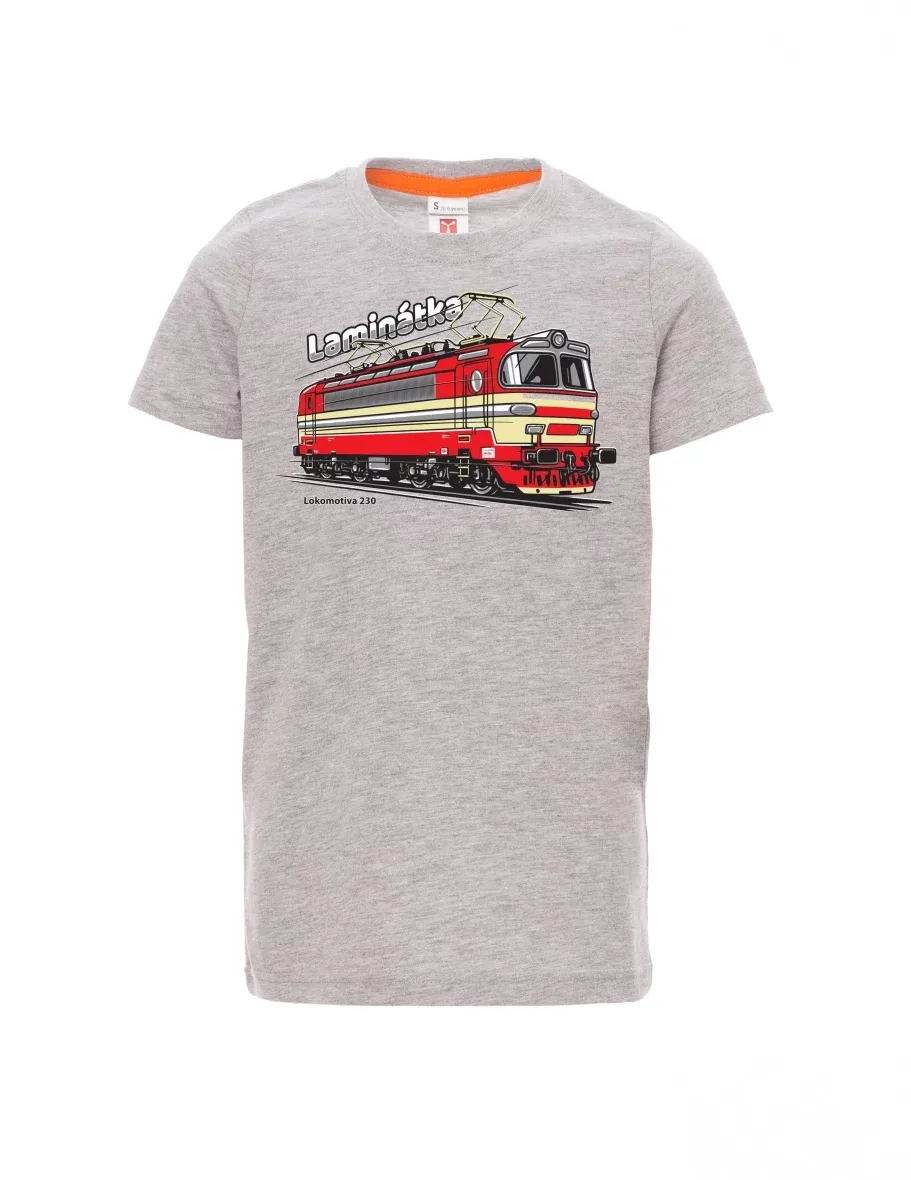 Grey melange children´s T-shirt Locomotive 230 “Laminátka”