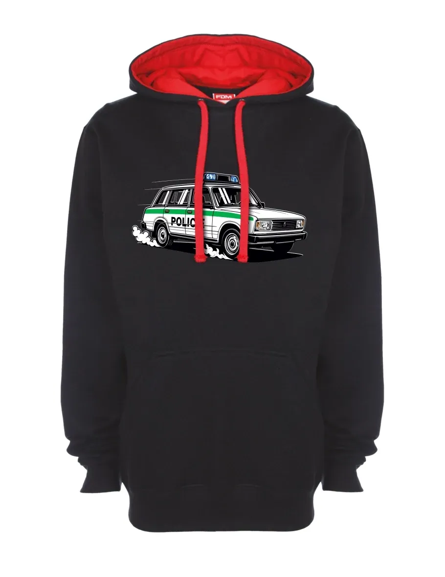 Red-black sweatshirt Car VAZ 2104 POLICE