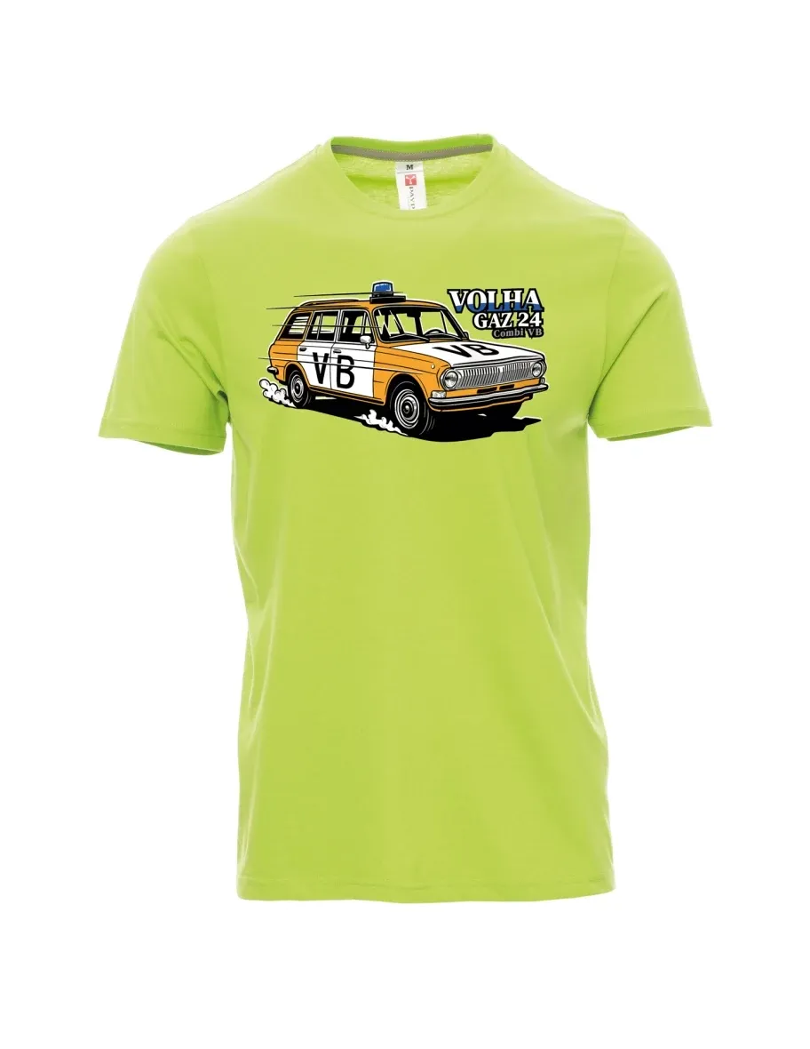 Light green men´s T-shirt Car Volga GAZ 24 VB