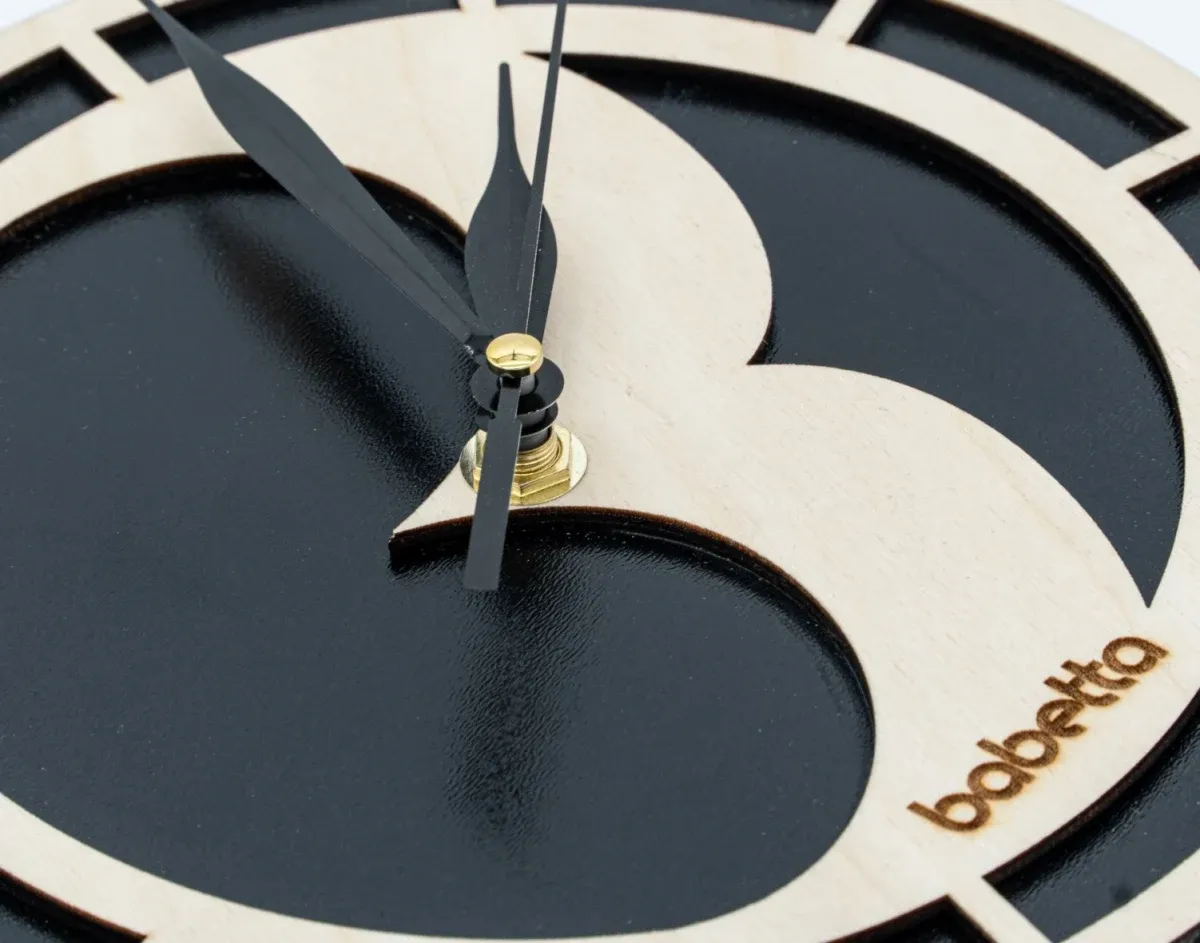 Wooden Clock Logo Babetta