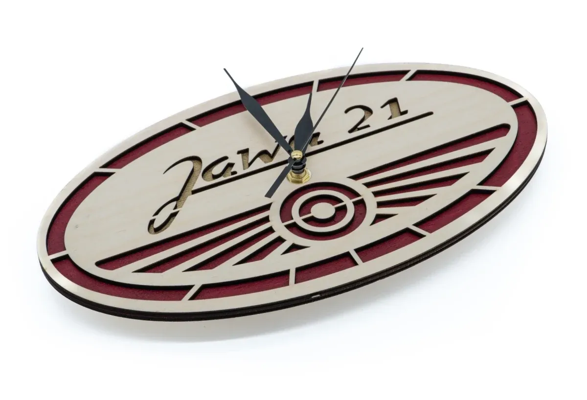 Wooden clock Logo Jawa 21