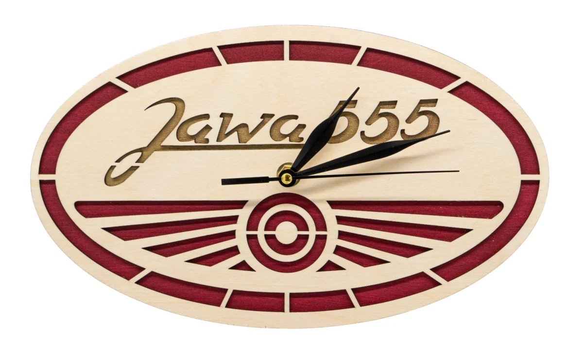 Wooden clock Logo Jawa 555
