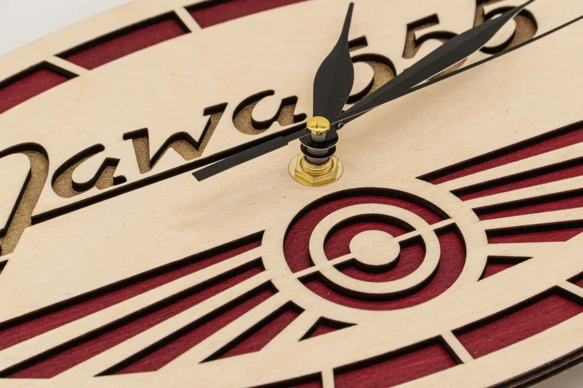 Wooden clock Logo Jawa 555