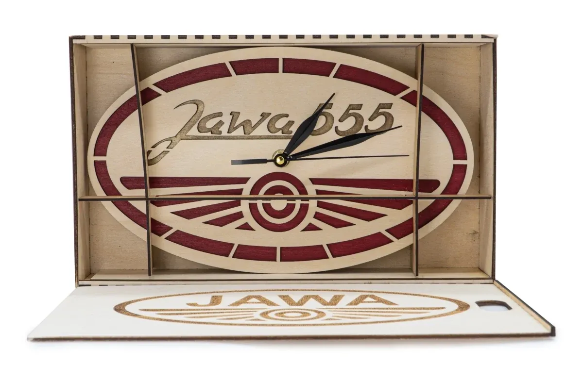 Wooden clock Logo Jawa 555