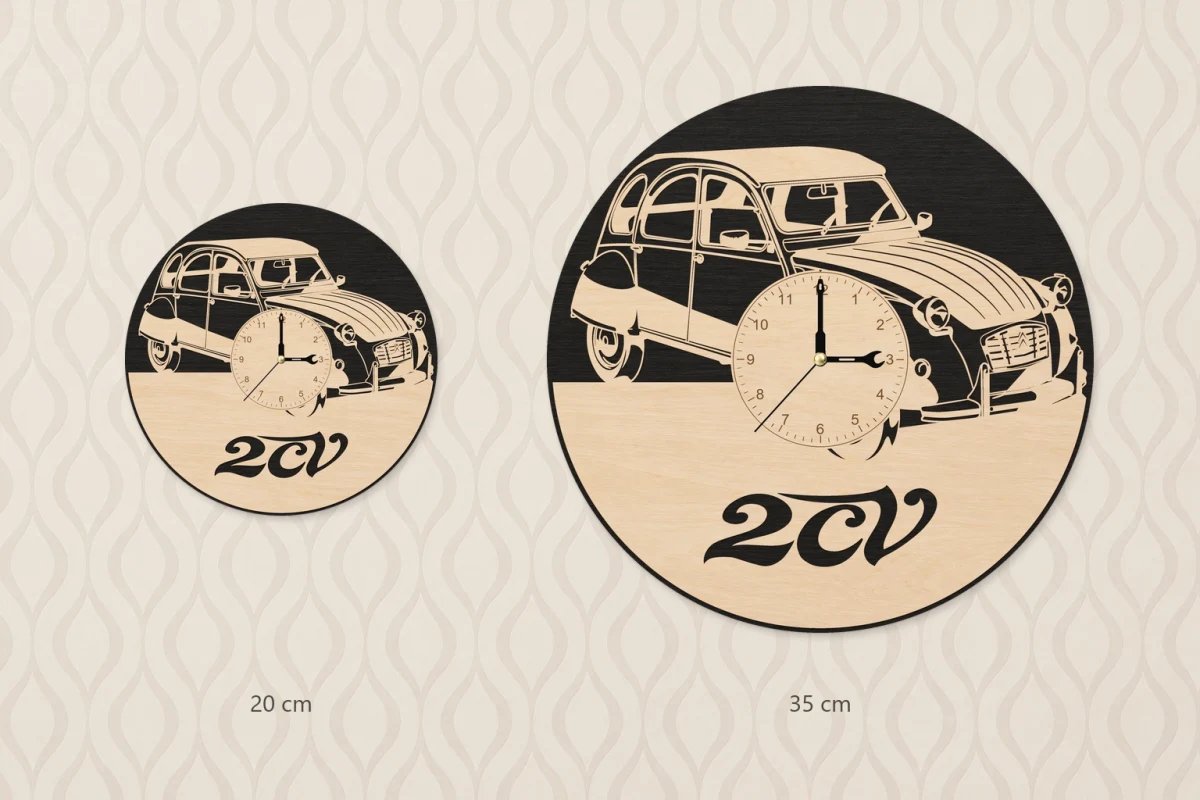 Wooden wall clock – 2CV