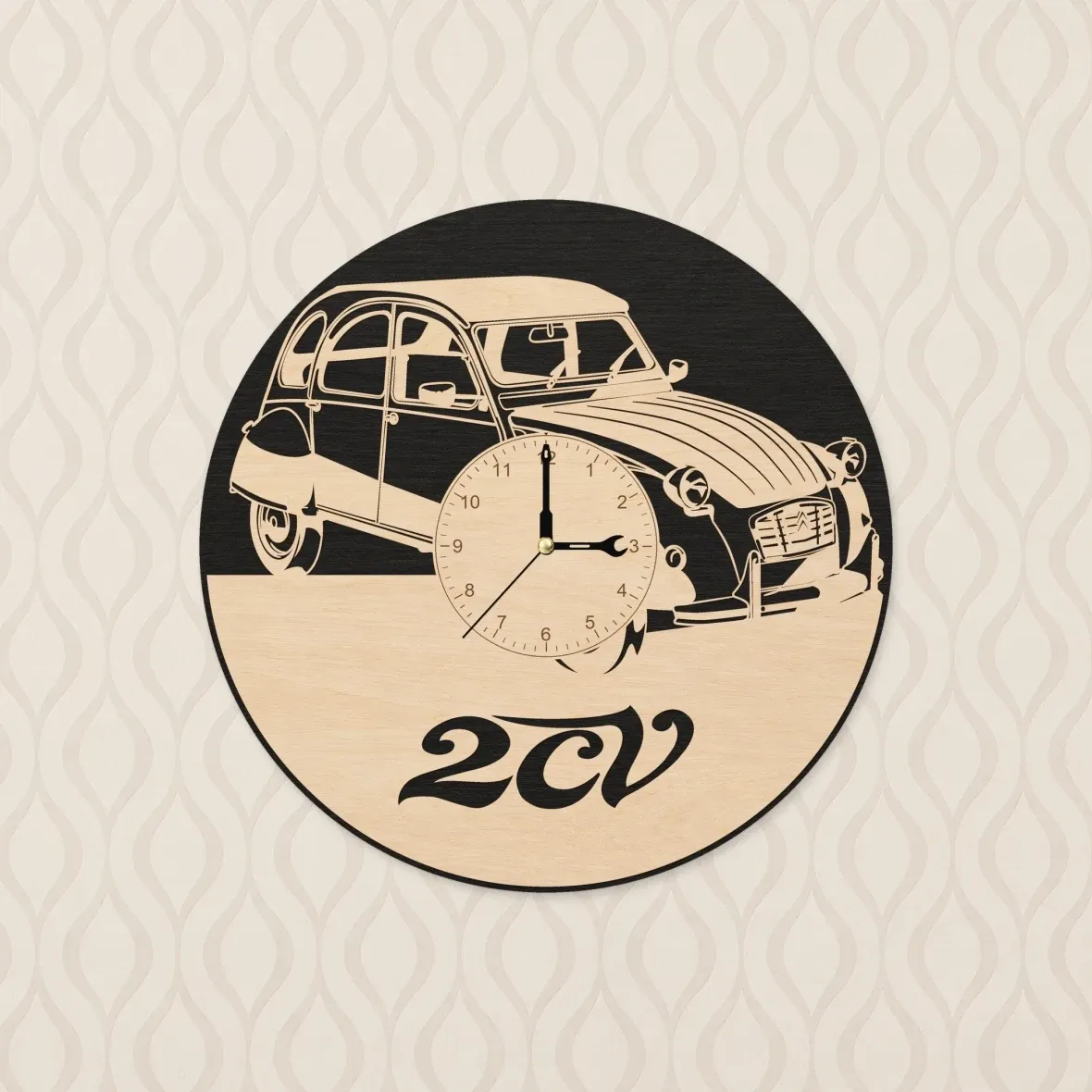 Wooden wall clock – 2CV