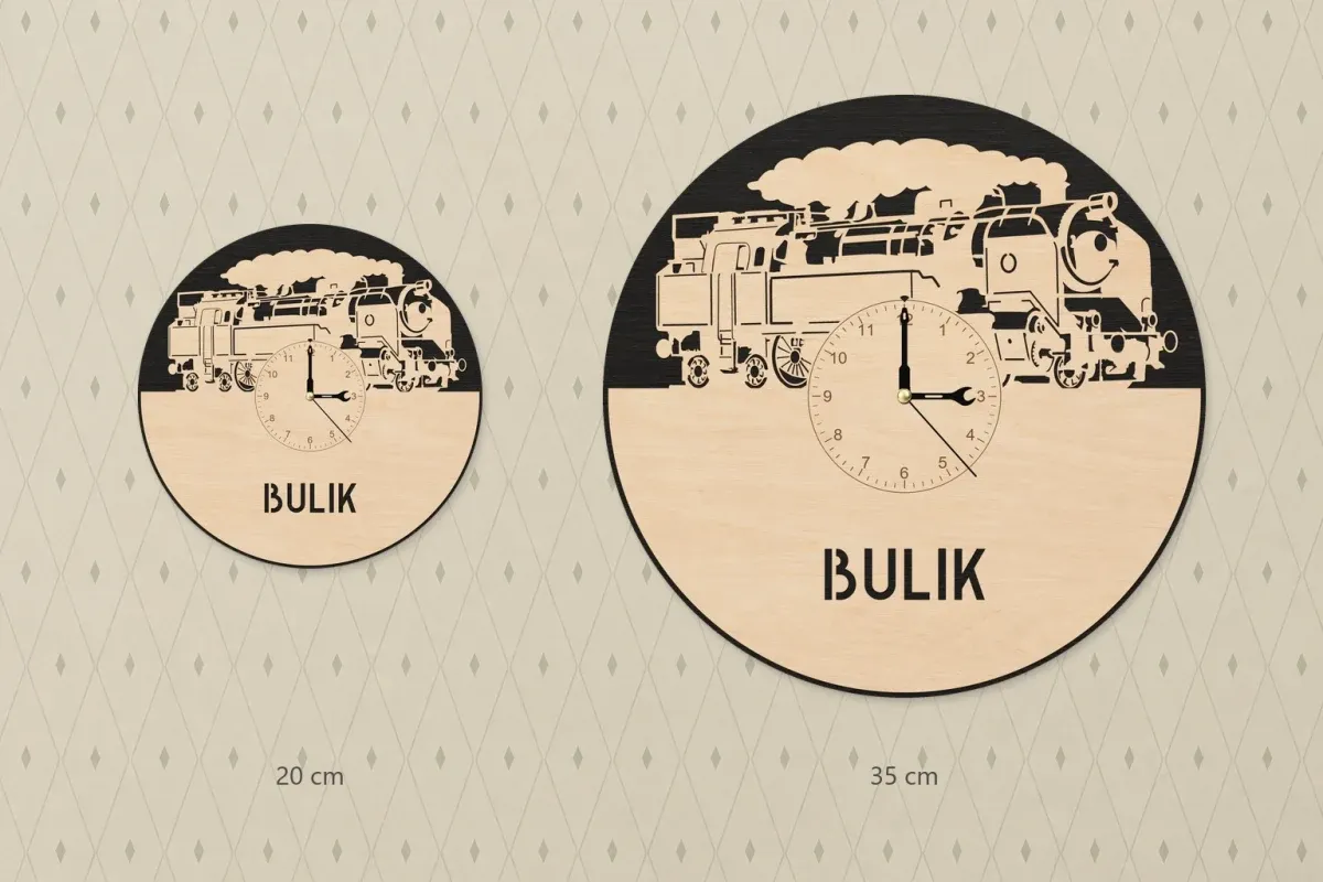 Wooden wall clock – 464 ‘Bulik’ steam locomotive
