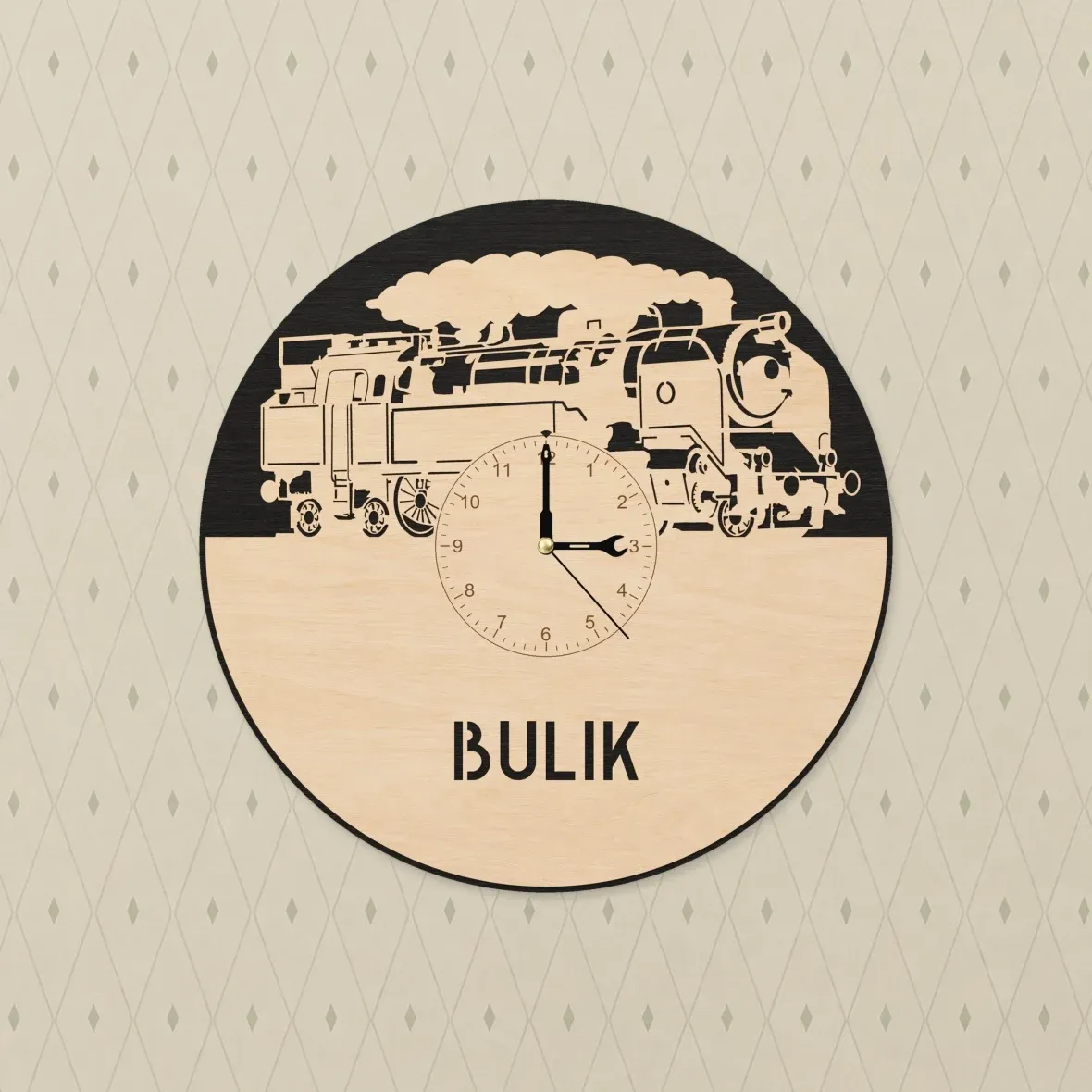 Wooden wall clock – 464 ‘Bulik’ steam locomotive