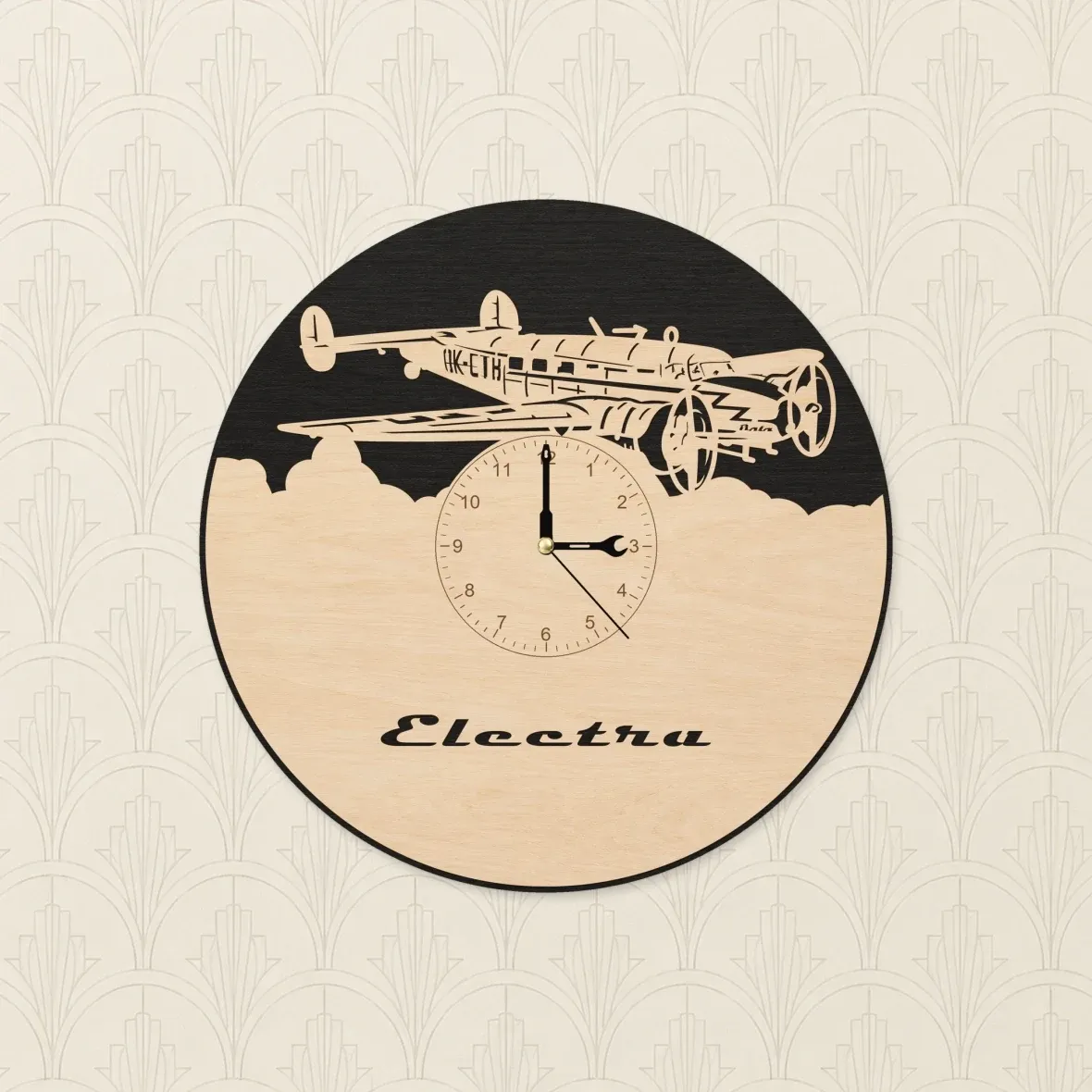 Wooden wall clock – L-10 Electra aircraft