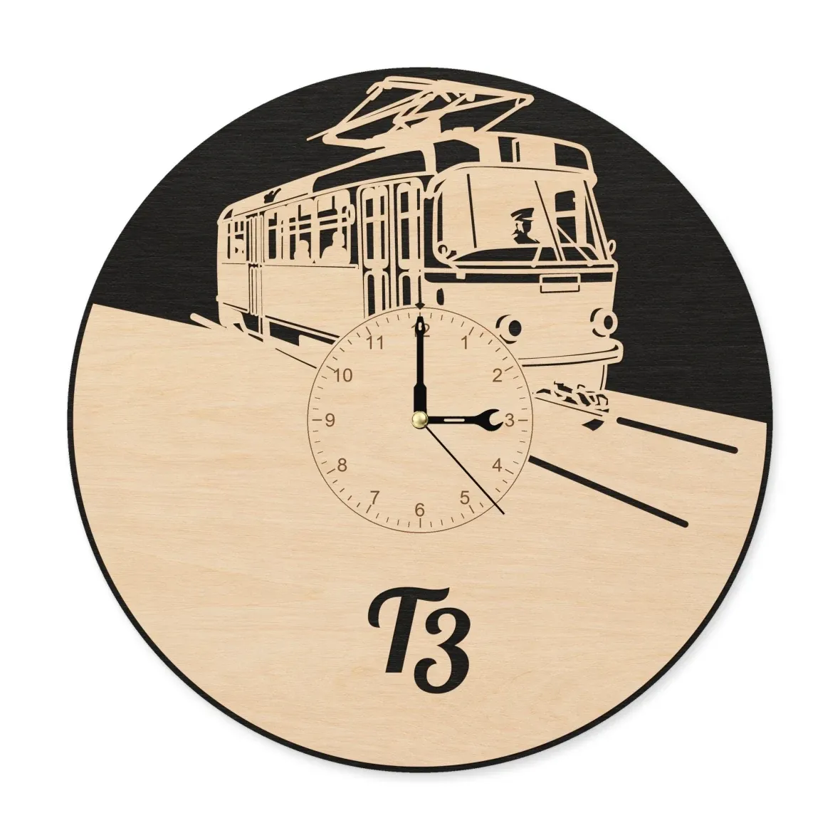 Wooden wall clock – T3 tram