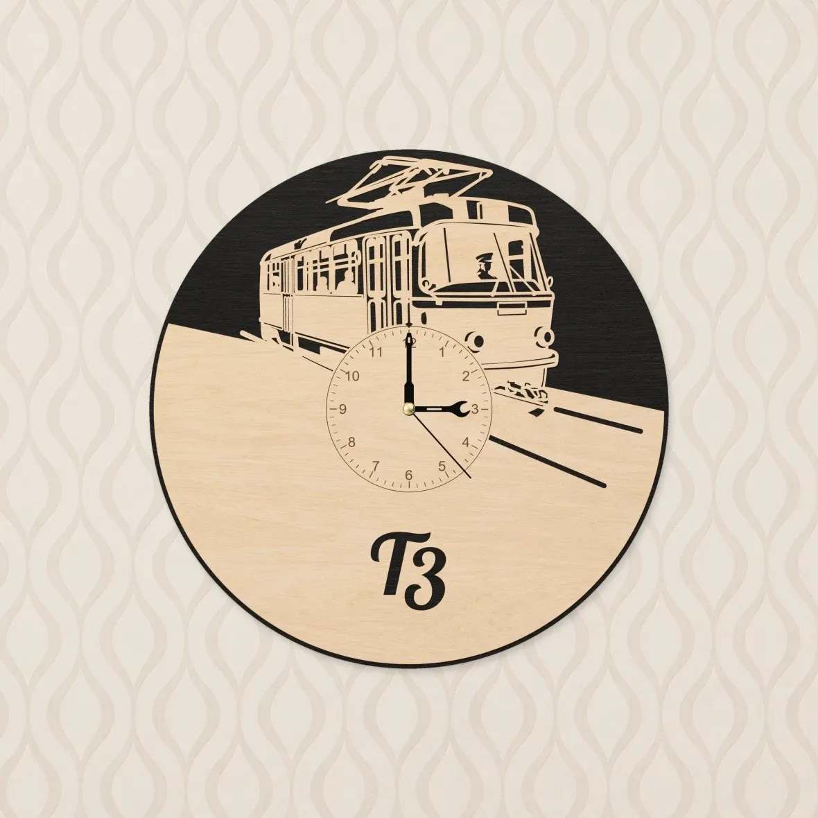 Wooden wall clock – T3 tram
