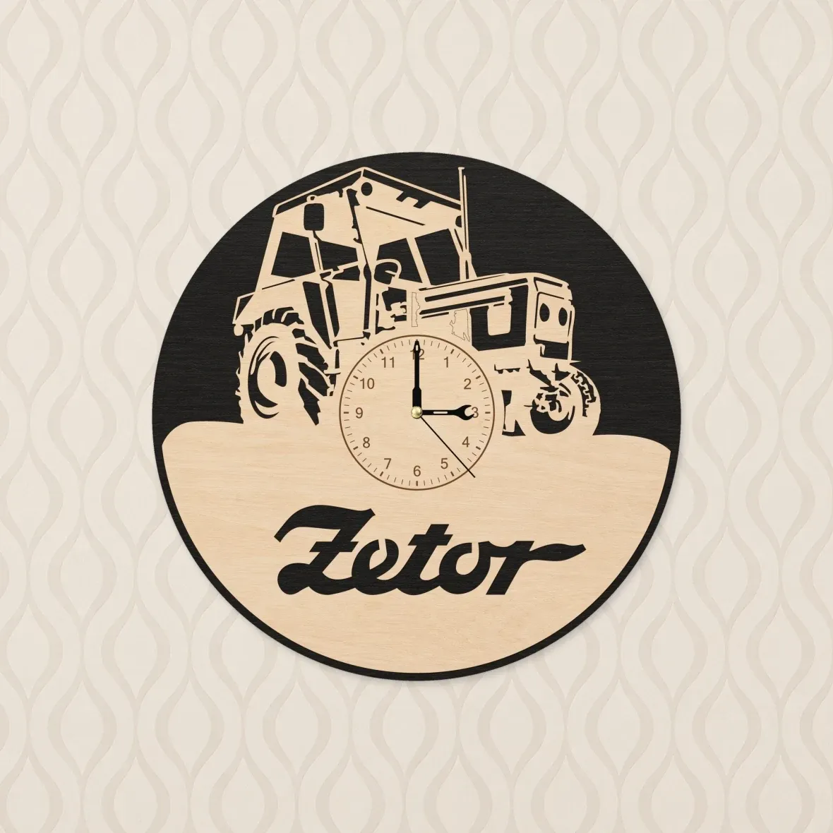 Wooden wall clock – Tractor with a cab