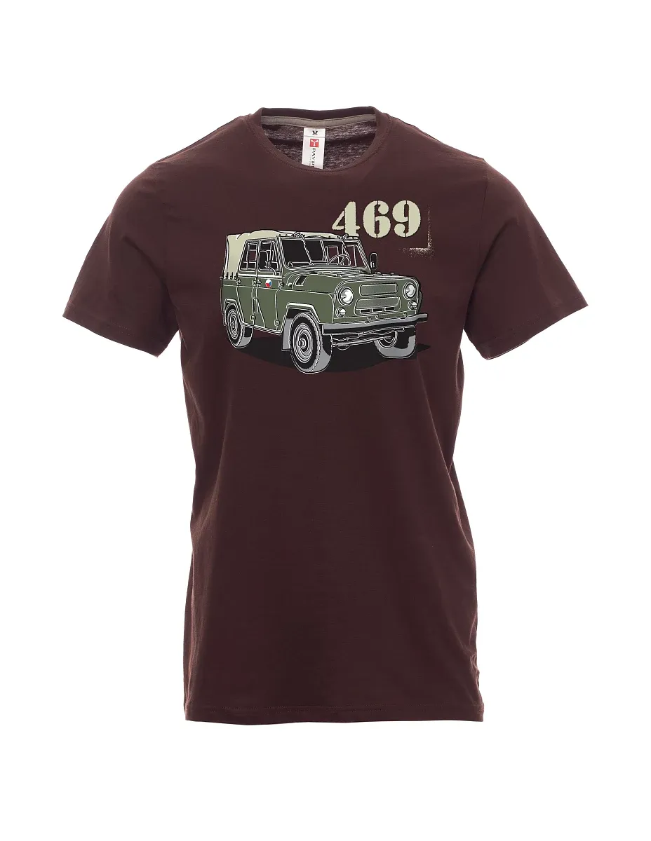 Dark brown men´s T-shirt UAZ 469 Czech flag