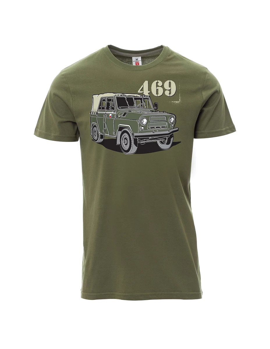 Khaki men´s T-shirt UAZ 469 Czech flag