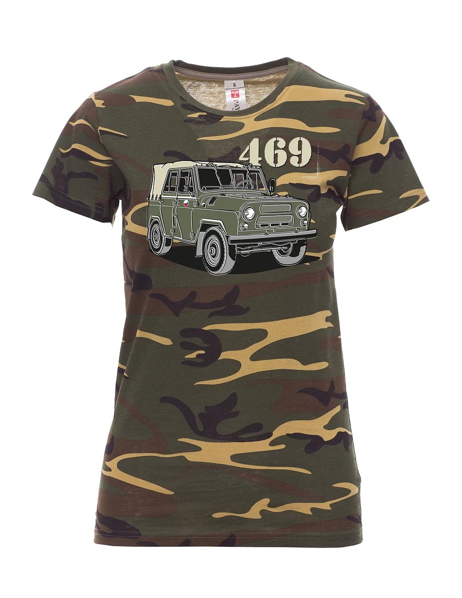 Camouflage women´s T-shirt UAZ 469 Czech flag