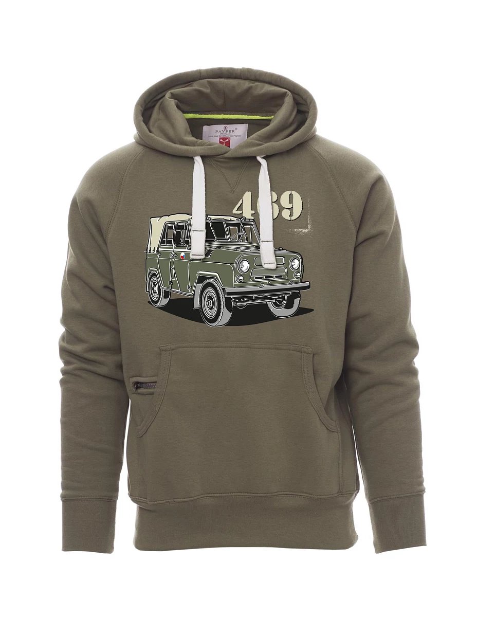 Khaki men´s sweatshirt UAZ 469 Czech flag