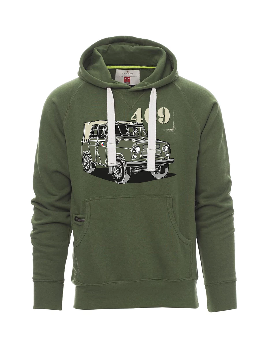 Dark green men´s sweatshirt UAZ 469 Czech flag