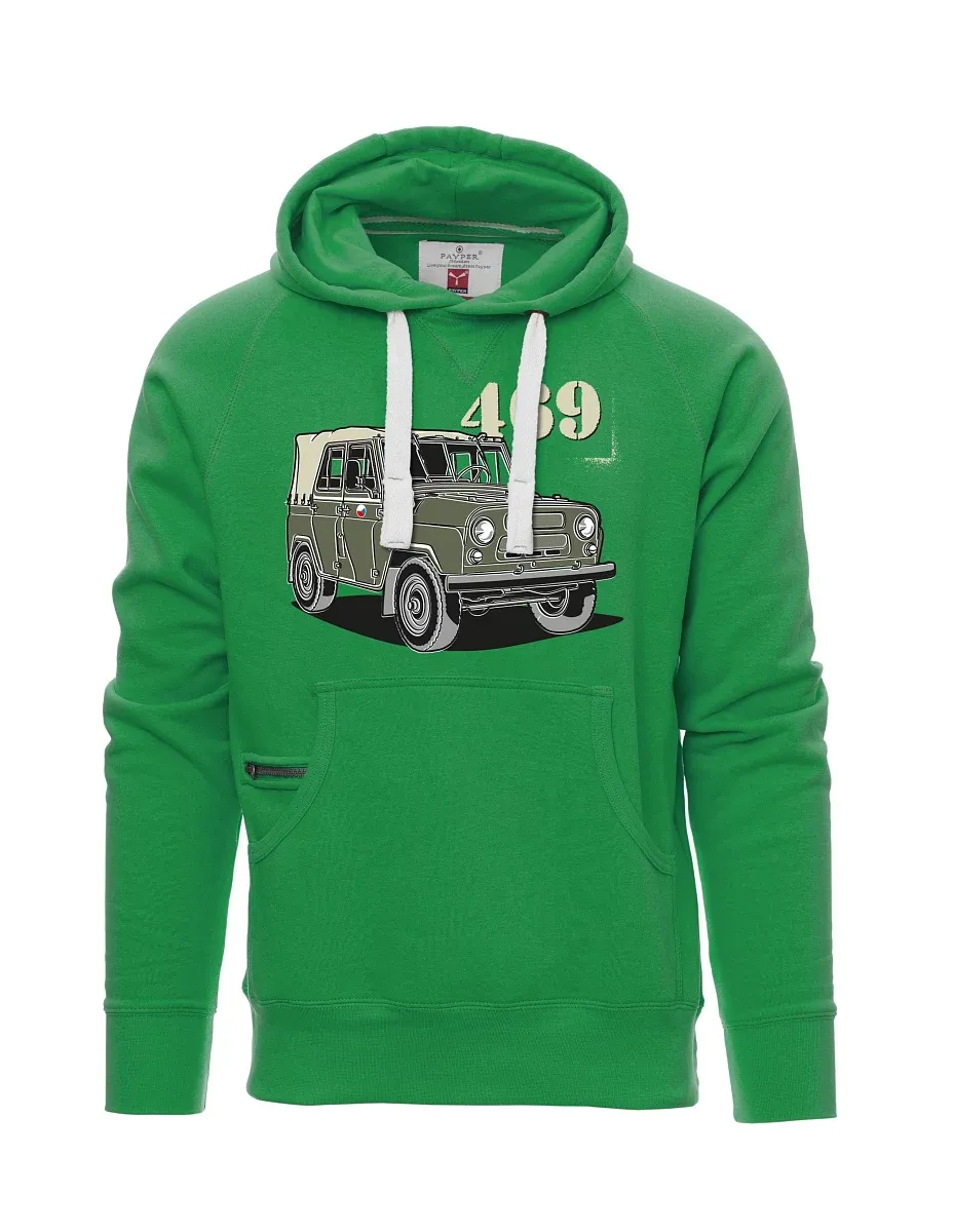 Green men´s sweatshirt UAZ 469 Czech flag
