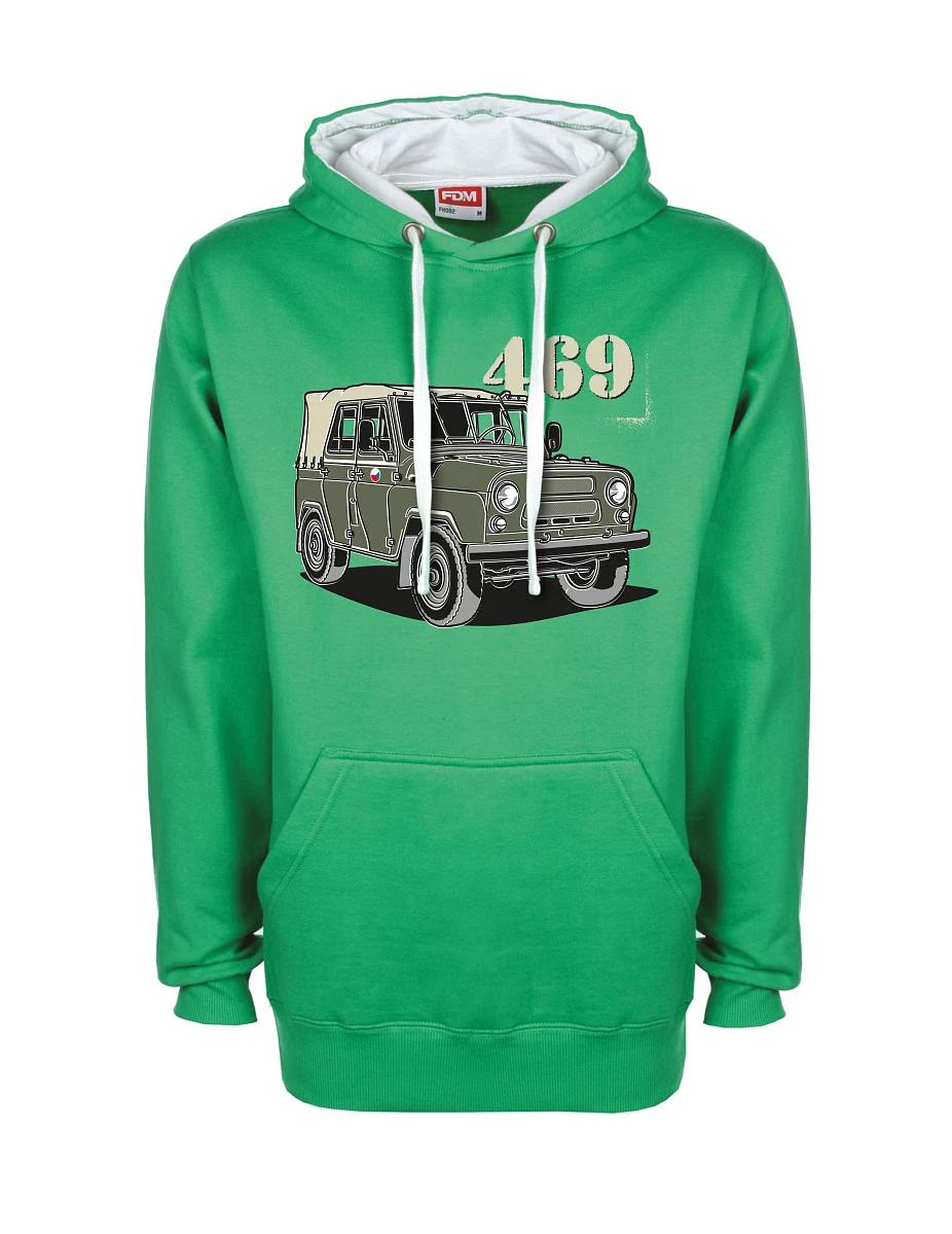 White-green sweatshirt UAZ 469 Czech flag
