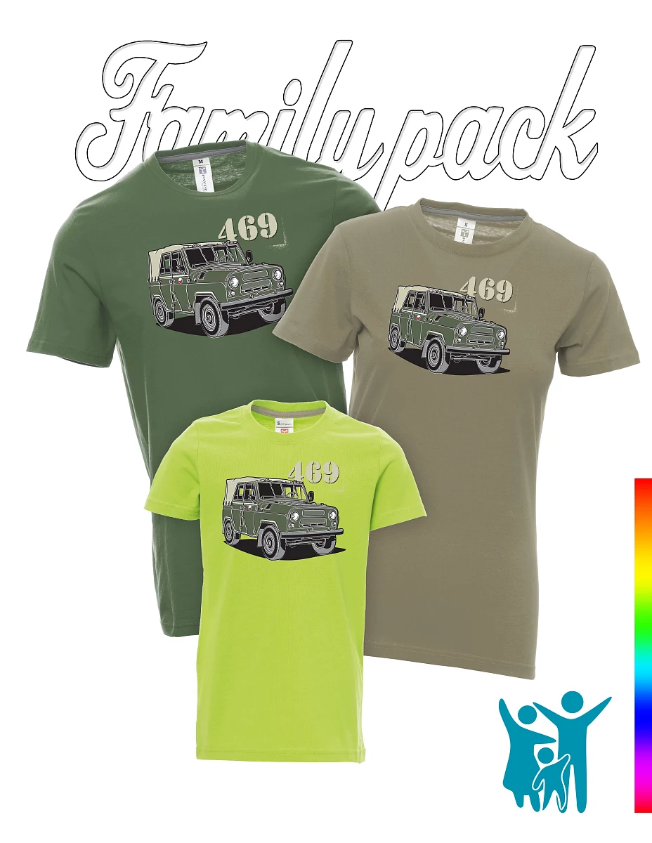 Family set of t-shirts UAZ 469 Czech flag