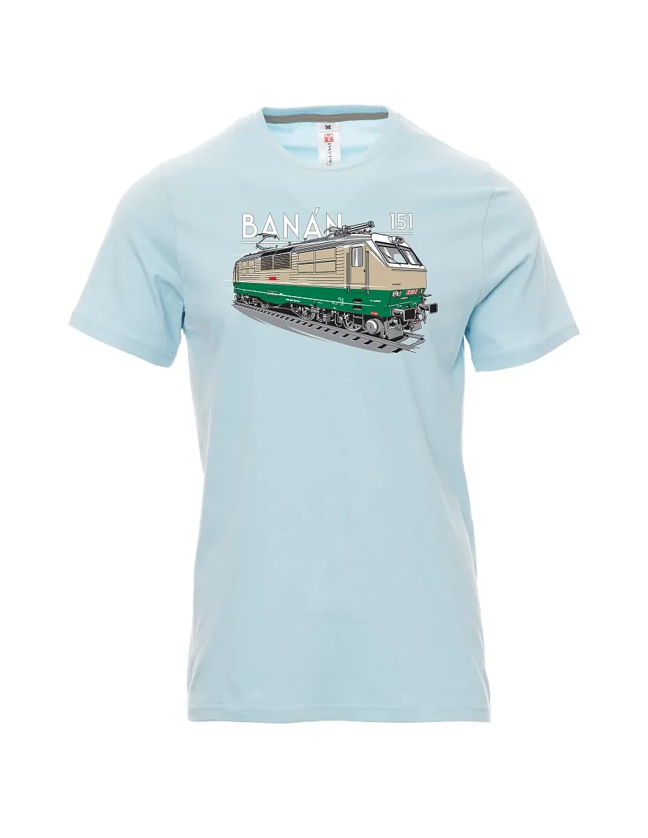 Pale blue men´s T-shirt Electric locomotive 151 "banana"