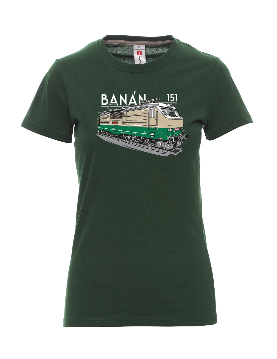 Dark green women´s T-shirt Electric locomotive 151 "banana"