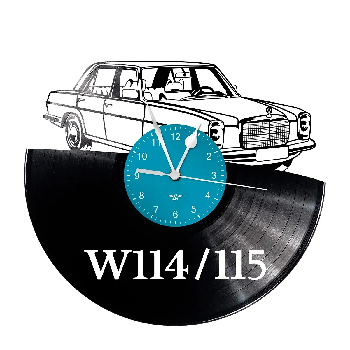 Vinyl record clock with W114/115 motif