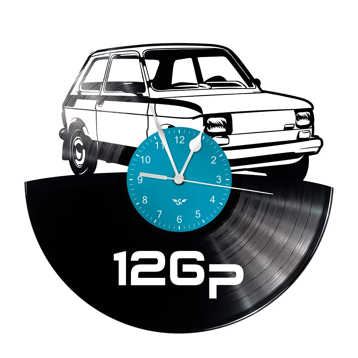 Vinyl record clock with Maluch motif