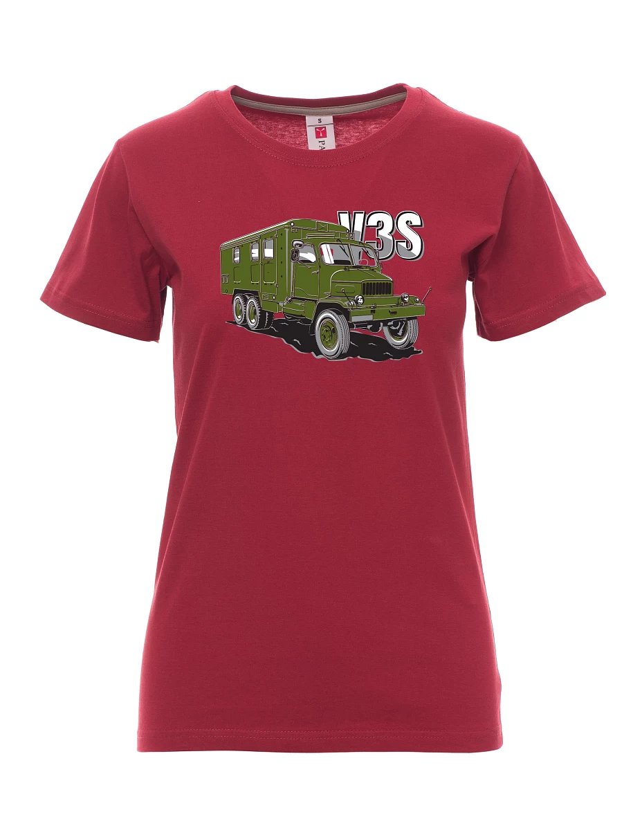 Burgundy women´s T-shirt Truck V3S  Cabinet