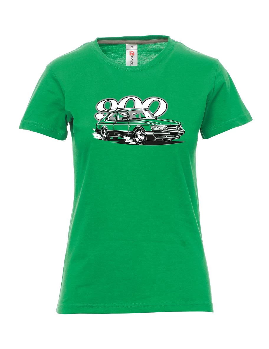 Green women´s T-shirt Saab 900