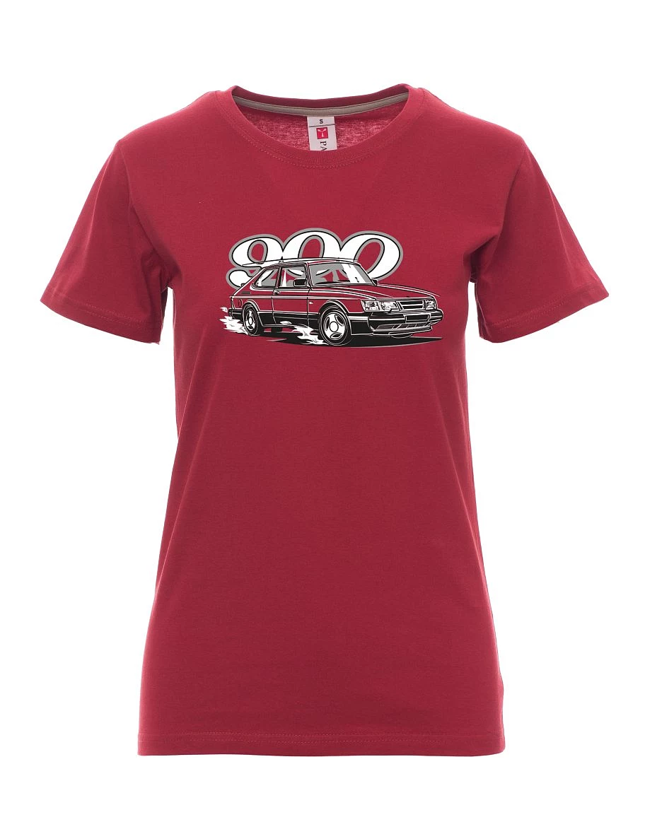 Burgundy women´s T-shirt Saab 900
