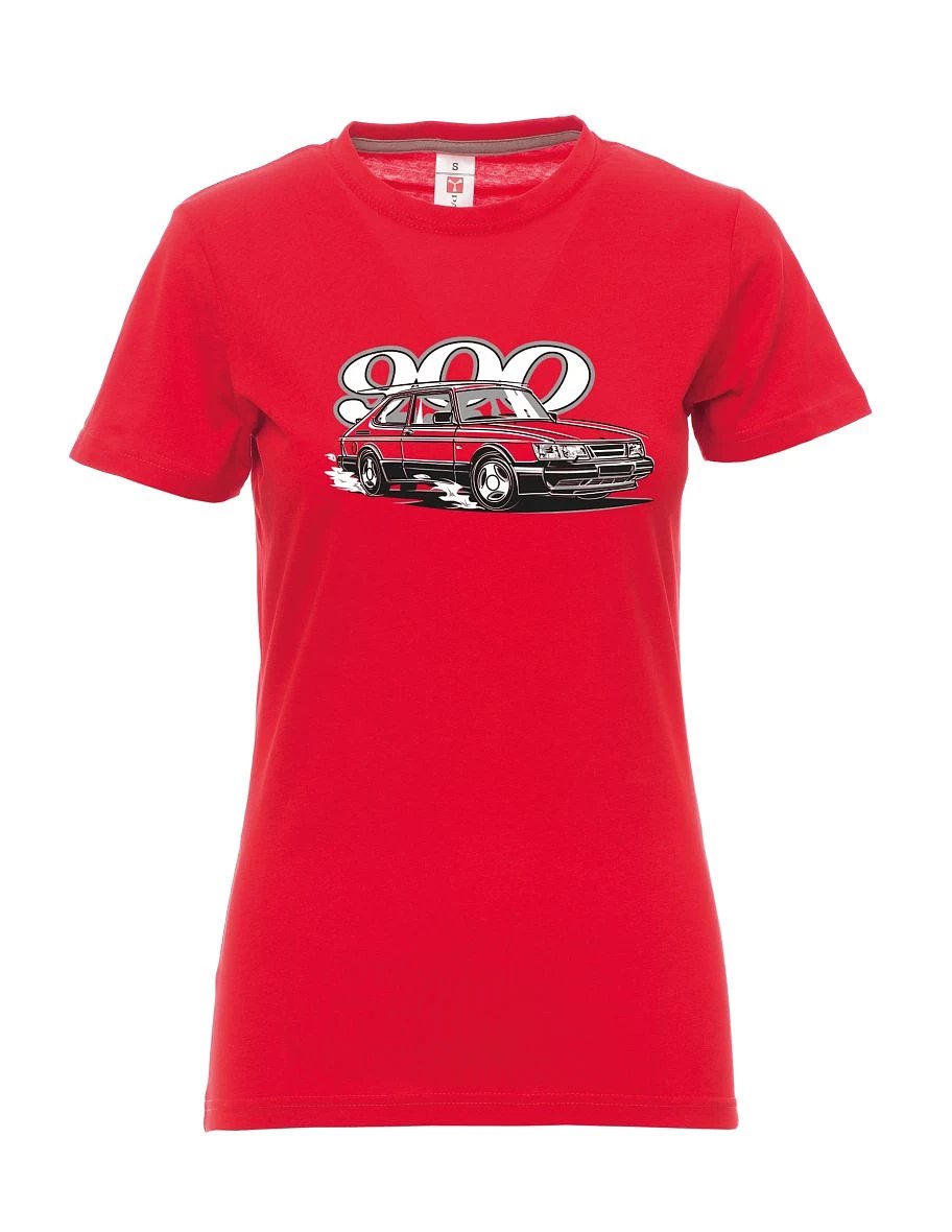 Red women´s T-shirt Saab 900