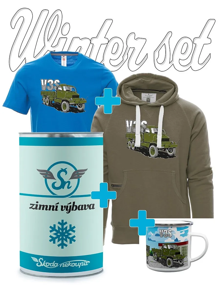 Gift winter set with Truck V3S Flatbed truck