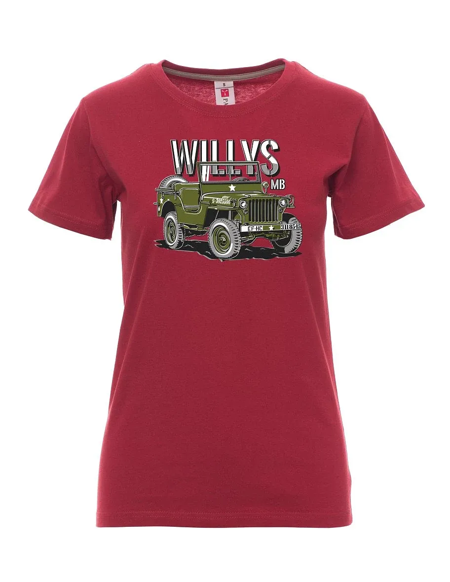 Burgundy women´s T-shirt Willys MB