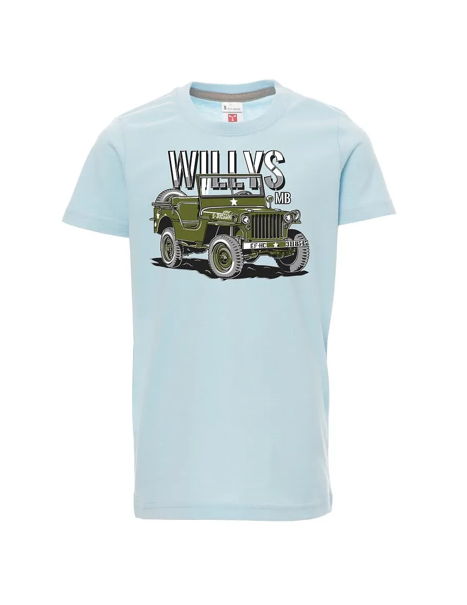 Pale blue children´s T-shirt Willys MB