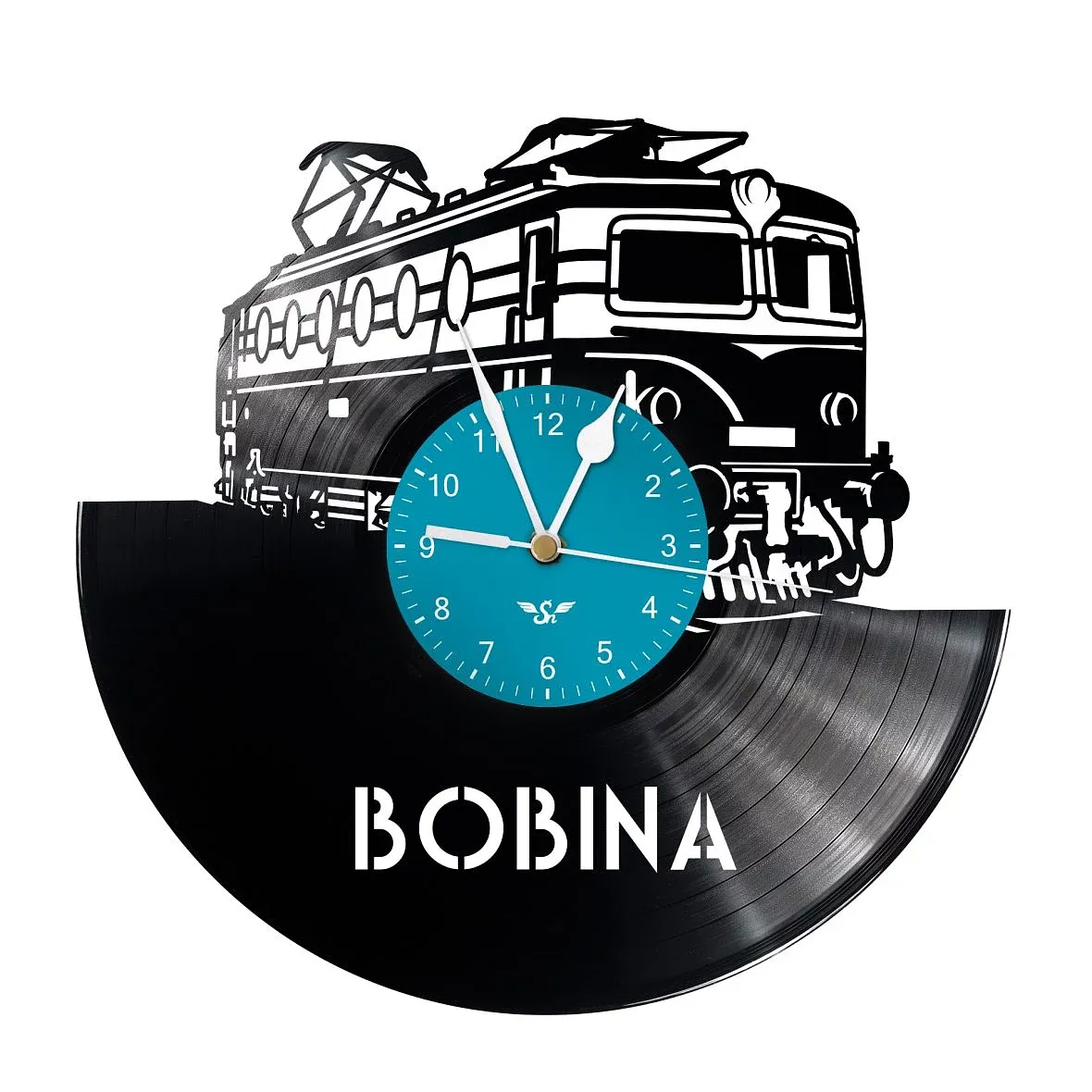 Vinyl record clock with Locomotive 140 motif