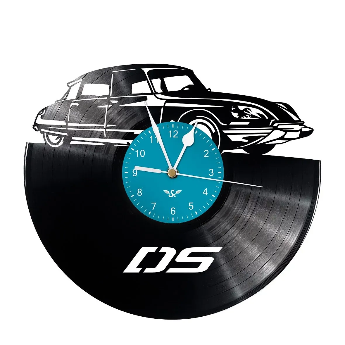 Vinyl record clock with french veteran DS motif