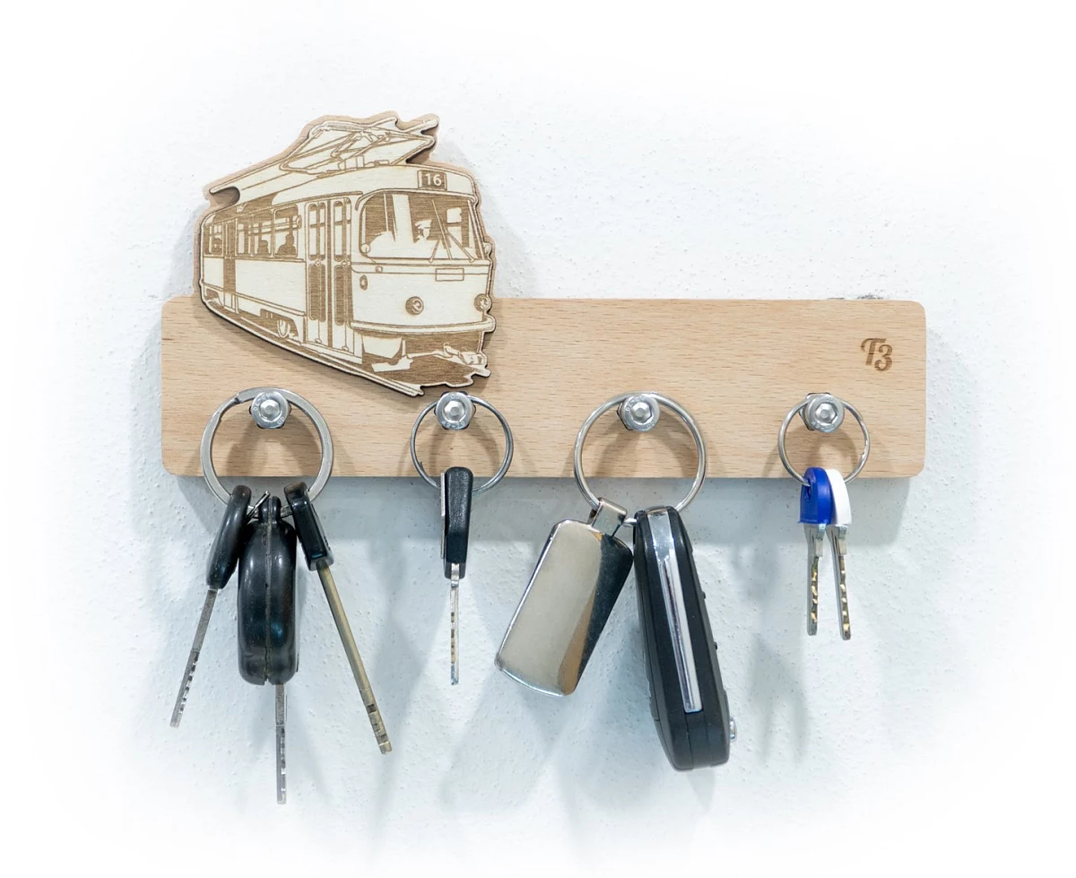 Wooden key hanger Tram T3