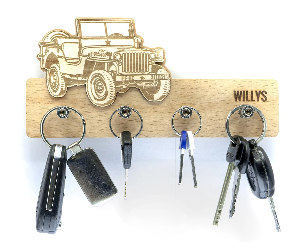 Wooden key hanger Willys MB