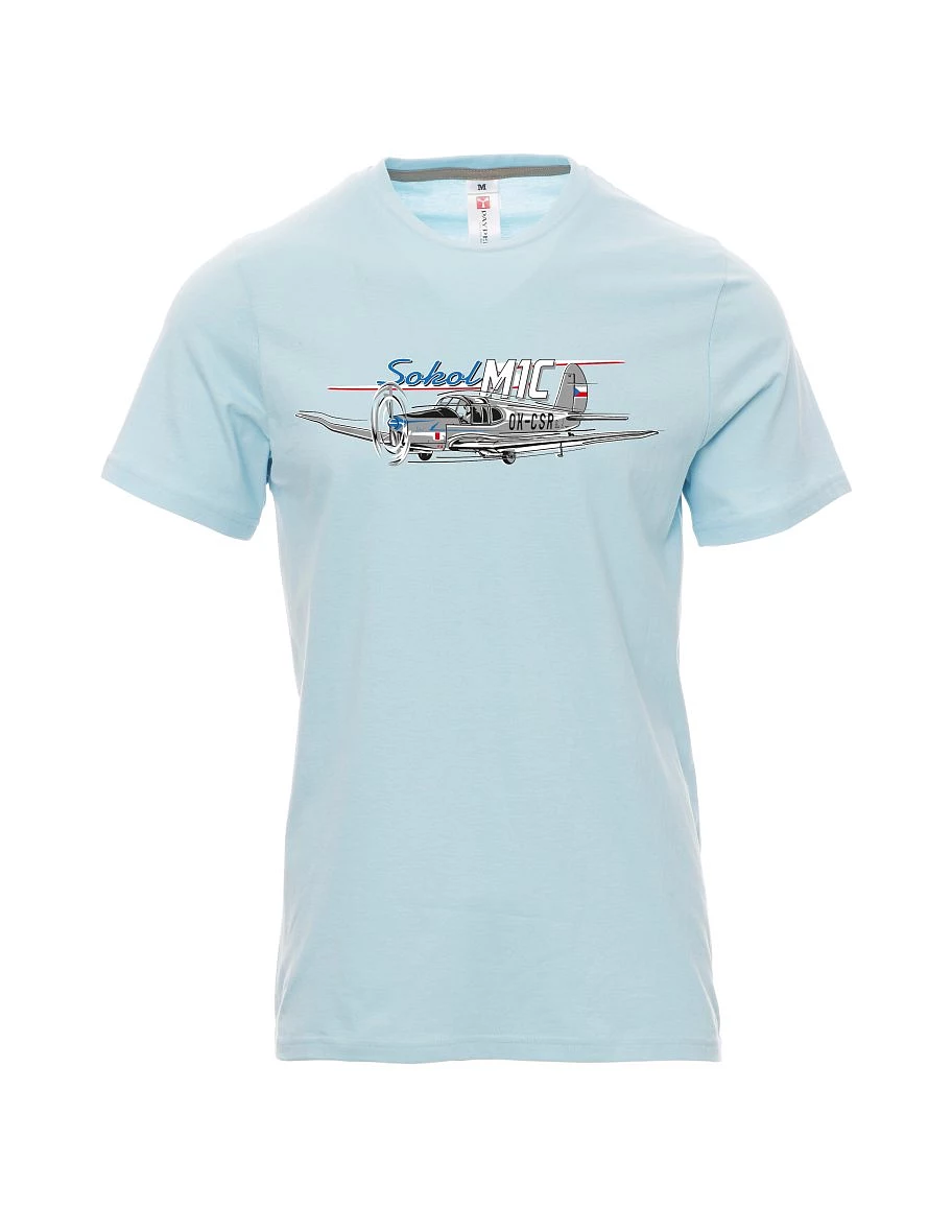 Pale blue men´s T-shirt Sokol aircraft