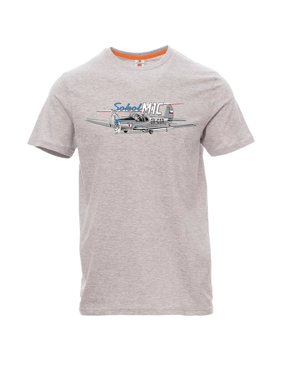 Gray melange men´s T-shirt Sokol aircraft
