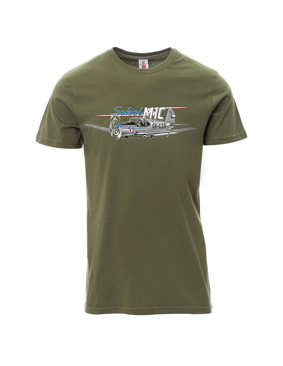 Khaki men´s T-shirt Sokol aircraft